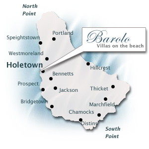Barbados map showing our Villa to rent